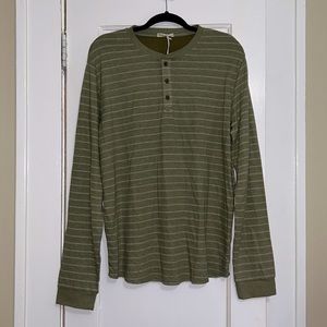 Double Knit Henley in Dusty Olive-NEW with TAG